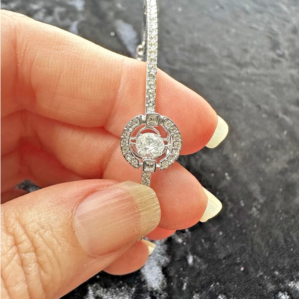 Swarovski White Sparkling Dance Silver Rhodium Bracelet Floating Crystal